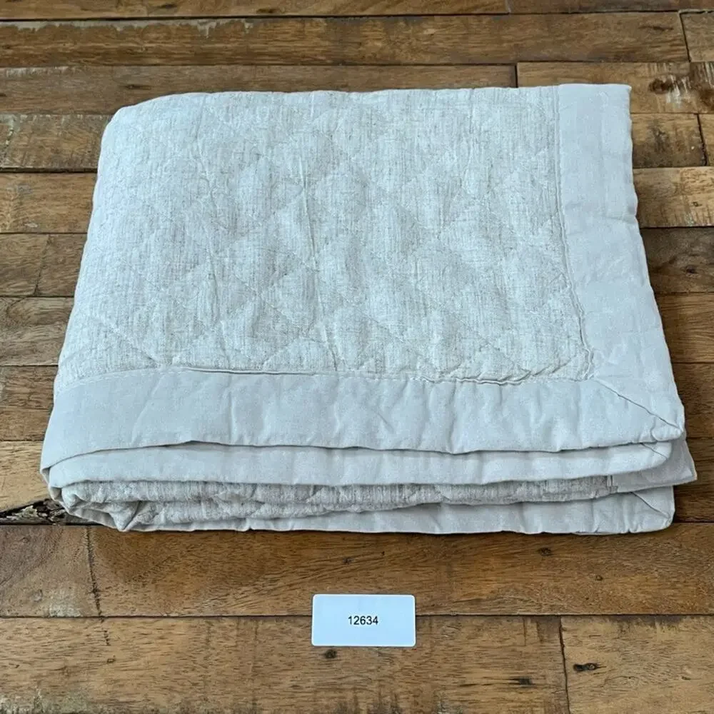 Unbranded White Linen Quilted Single Pillow Sham 38